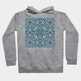 Chalkboard Floral Pattern in Teal & Navy Hoodie